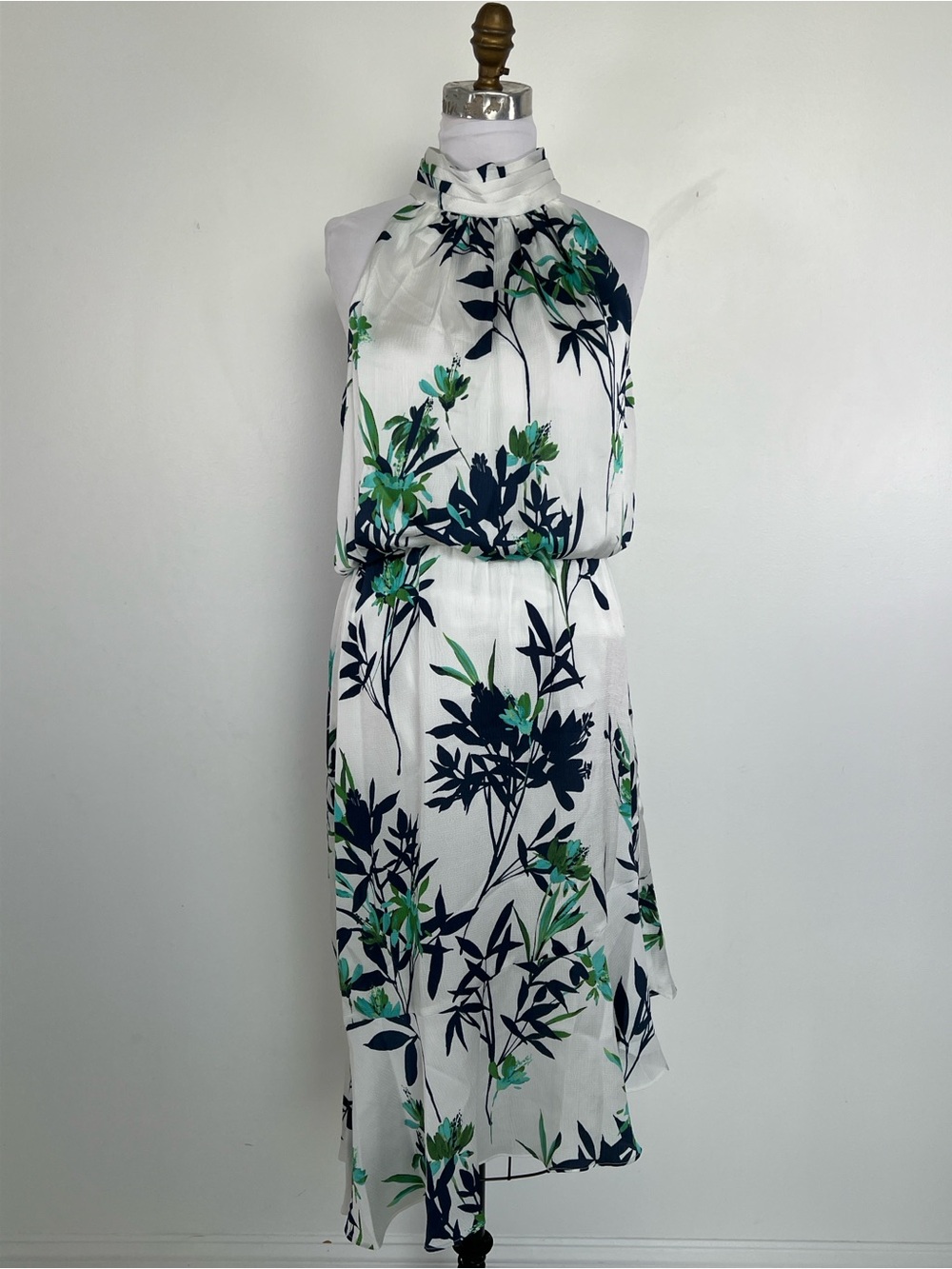 NWT!‎ Adrianna Papell Halter Blouson Midi Dress Size 6